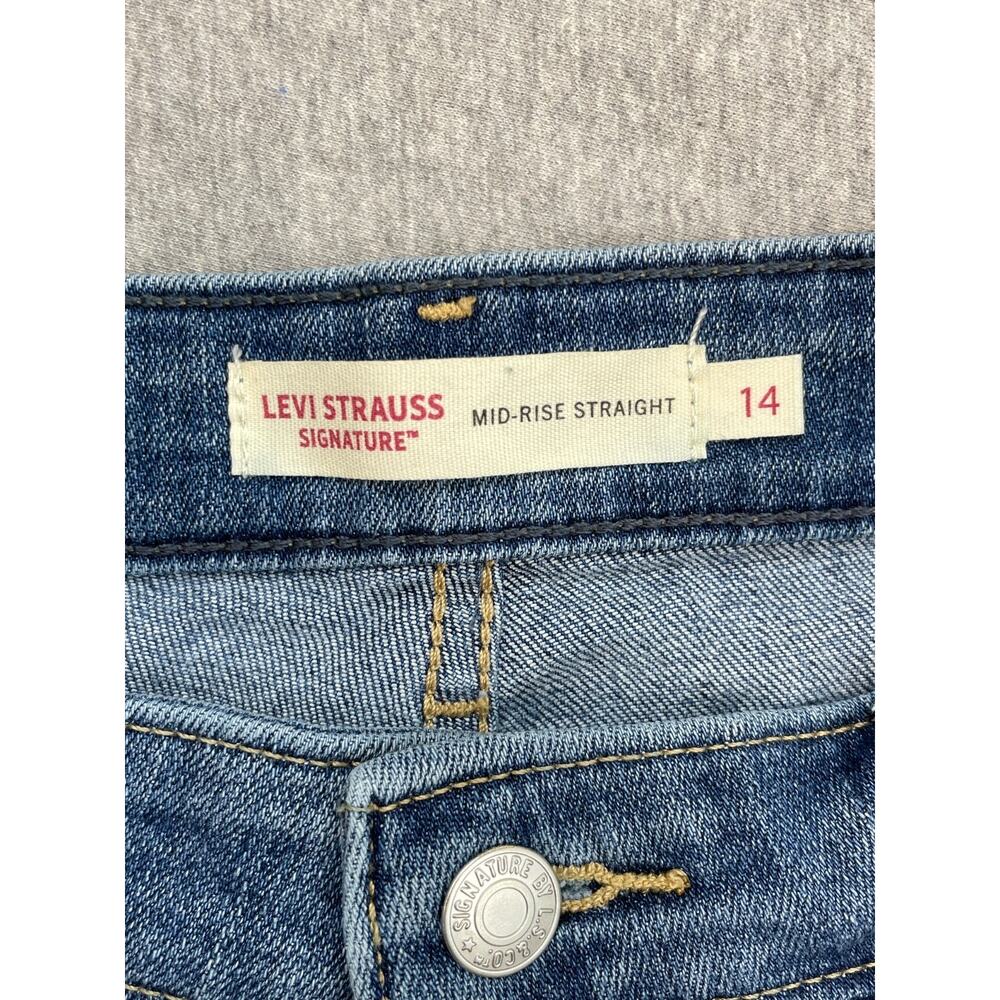 Levis Jeans Women 14M (32x30) Blue Cotton Blend Stretch Signature Straight - Picture 3 of 8